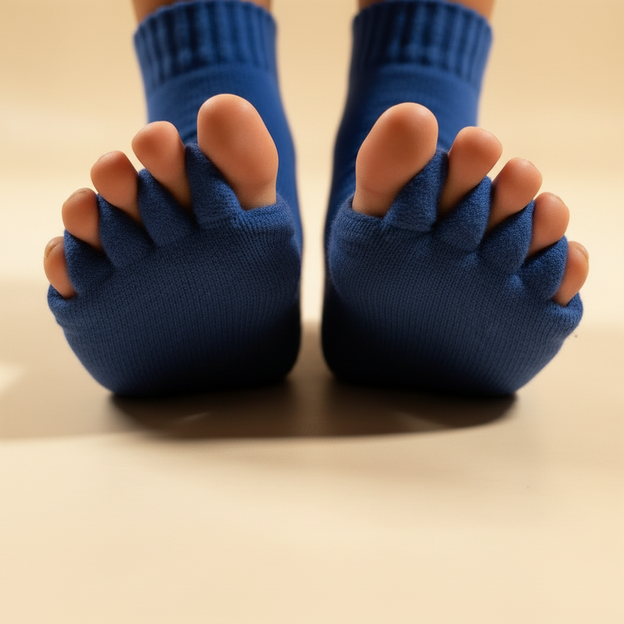 Gros plan des orteils écartés par les séparateurs Pedi-Sense