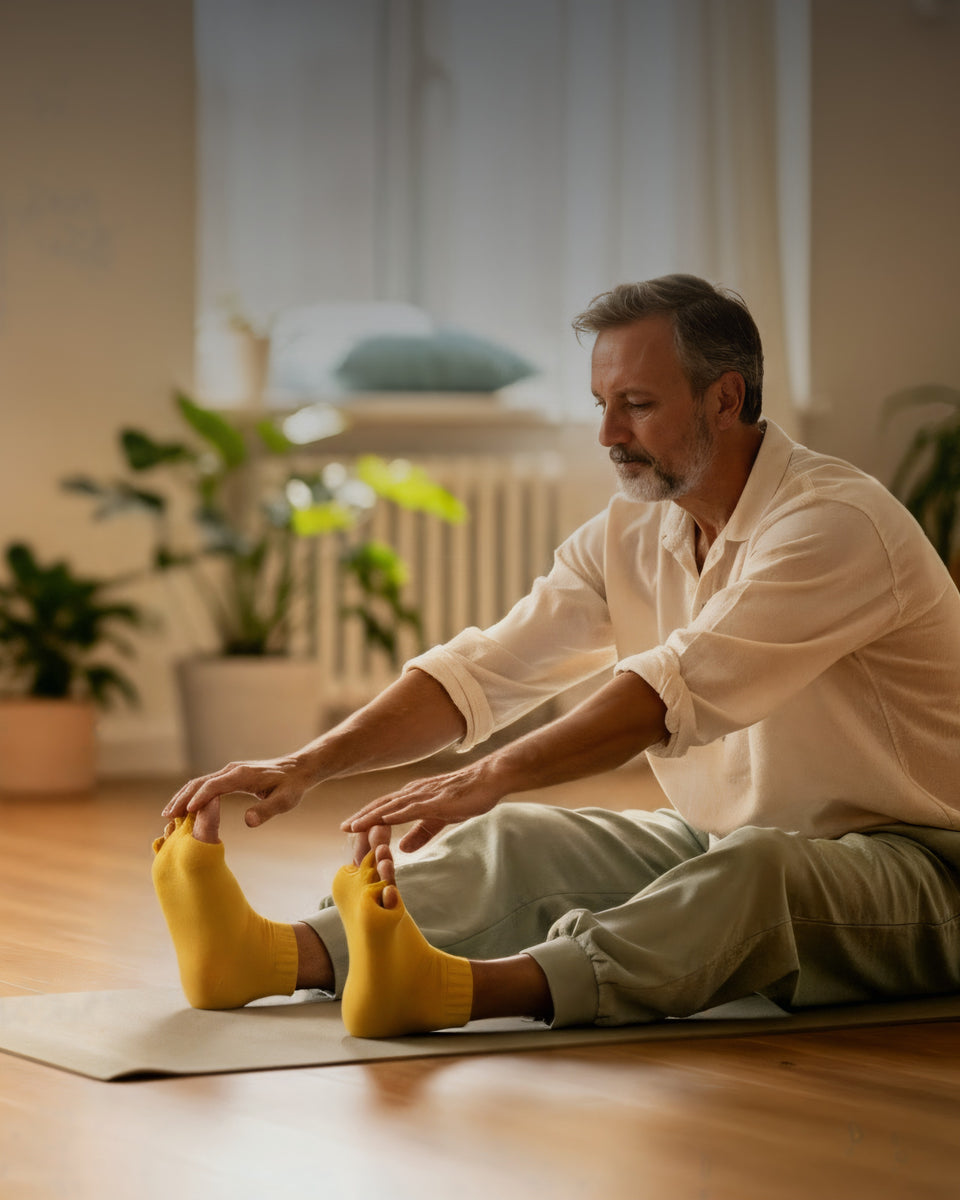 Homme yoga chaussettes alignement jaunes