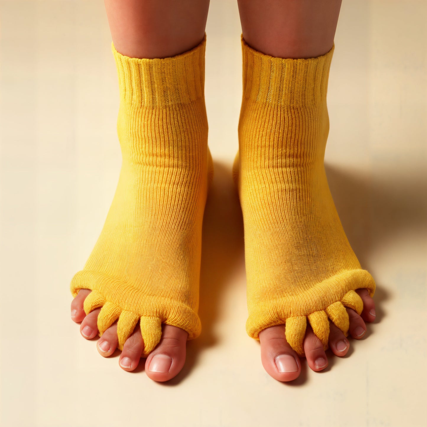 Chaussettes d'alignement Pedi-Sense jaunes aux pieds